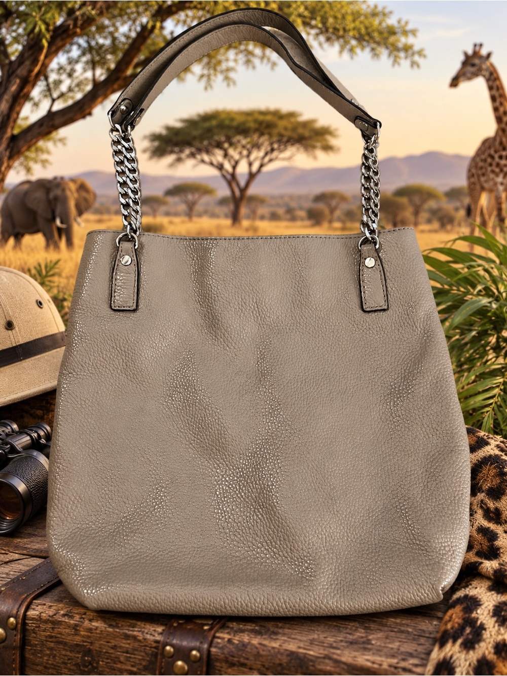 Michael Kors Leather Shoulder Bag Gray